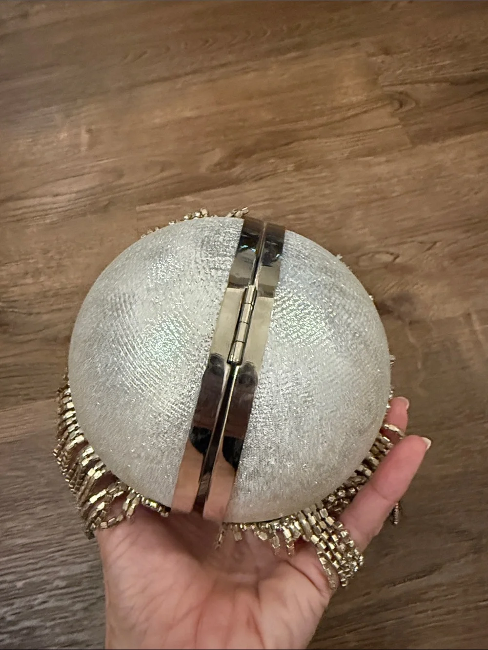 Crystal Fringe Bracelet Clutch in Silver